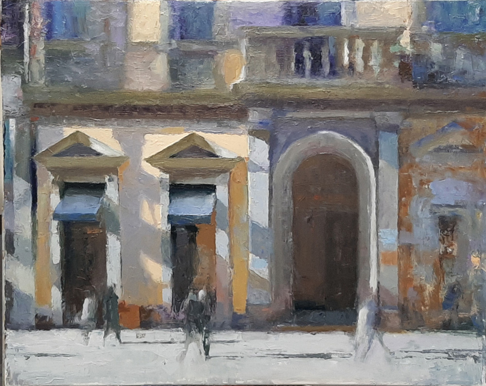 Dipinto ad olio su tela 100x80 cm. La via Tornabuoni a Firenze - Francesco Farolfi 2021